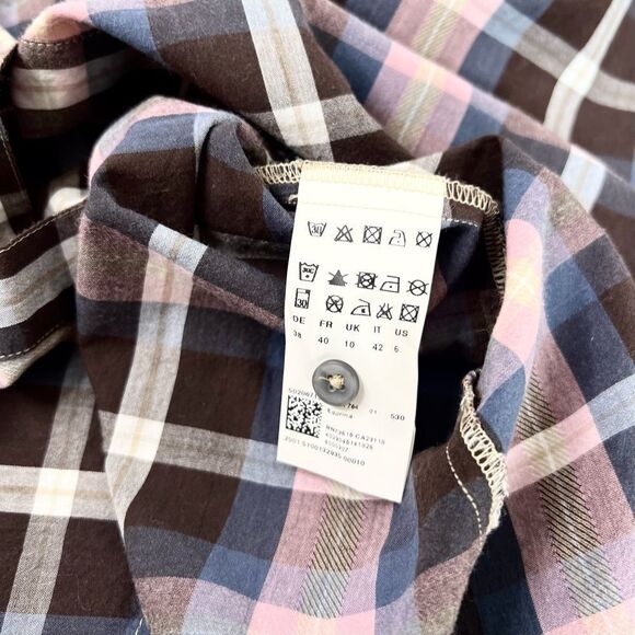 🧡 HUGO BOSS 🧡 BOSS ORANGE women’s EDORINA button down shirt plaid size 6 pink - Picture 10 of 11